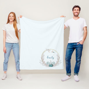 Waterverf Zeemeermin & Krans Persoonlijk Fleece Deken