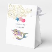 Waterverf Zeemeermin met de naam Birthday Party Bedankdoosjes (Achterkant)