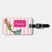 Waterverf zeemeermin met lange klonen bagagelabel (Voorkant horizontaal)