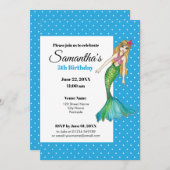 Waterverf zeemeermin met lange klonen kaart (Voorkant / Achterkant)