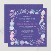 Waterverf Zeemeermin Onder De Zee Baby Shower Kaart (Voorkant / Achterkant)