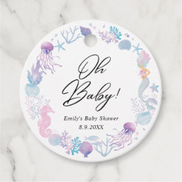 Waterverf zeemeermin onder het Zee Baby shower Bedankjes Labels