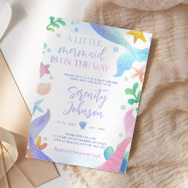 Waterverf zeemeermin onder het Zee Baby shower Kaart