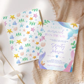 Waterverf zeemeermin onder het Zee Baby shower Kaart