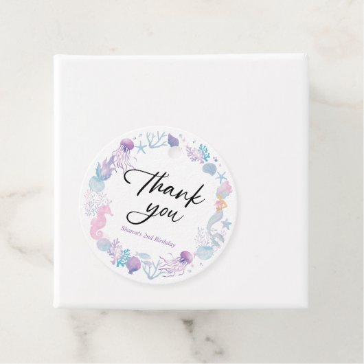 Waterverf Zeemeermin onder het Zee Dank u Bedankjes Labels (In situ)