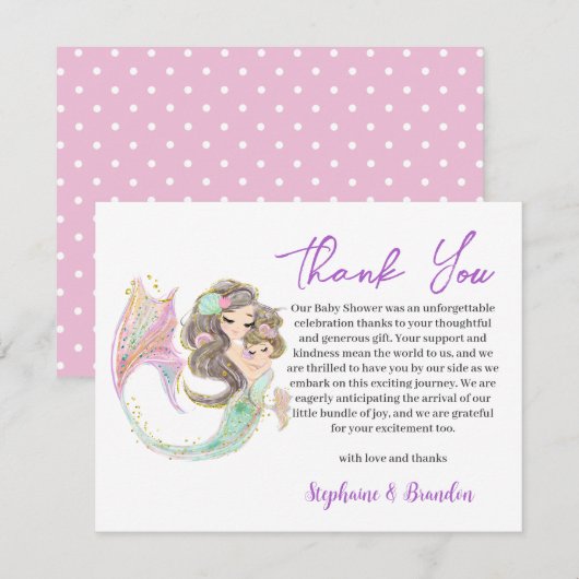 Waterverf ZEEMEERMIN onder het Zee Dank u Bedankkaart (Voorkant / Achterkant)