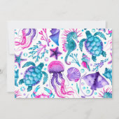 Waterverf Zeemeermin onder het Zee Dank u Kaart (Achterkant)