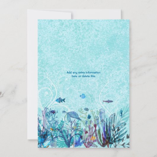 Waterverf zeemeermin onder het Zee verjaardagsfees Kaart (Achterkant)