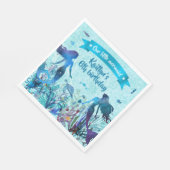 Waterverf zeemeermin onder het Zee verjaardagsfees Servet (Hoek)