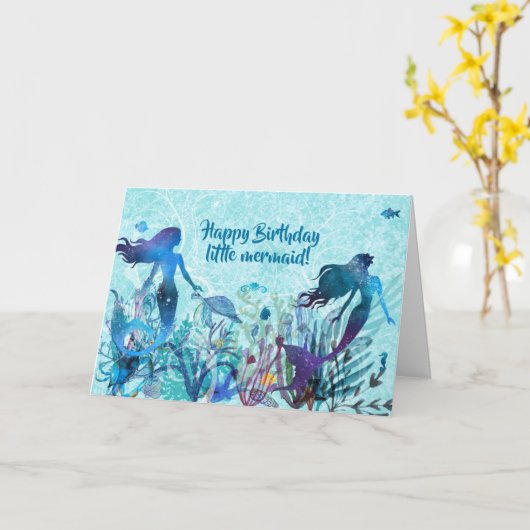 Waterverf Zeemeermin onder Zee Kaart (Gele Bloem)