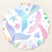 Waterverf Zeemeermin onder Zee Kartonnen Onderzetters (Voorkant)