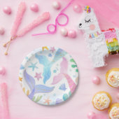 Waterverf Zeemeermin onder Zee Papieren Bordje (Feest)