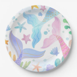 Waterverf Zeemeermin onder Zee Papieren Bordje