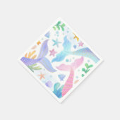 Waterverf Zeemeermin onder Zee Servet (Hoek)