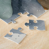 Waterverf zeemeermin op oceaanrotsen legpuzzel (Zijkant)