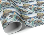 Waterverf zeemeermin op rotsen cadeaupapier (Rol Hoek)