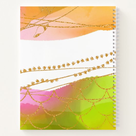 Waterverf Zeemeermin Patroon NAAM Modern Beach Haa Notitieboek (Achterkant)