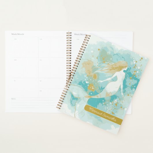 Waterverf Zeemeermin Persoonlijke Spiraal Planner (Display)