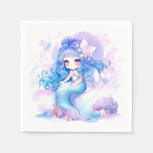 Waterverf Zeemeermin Prinses Baby shower Servet (Voorkant)