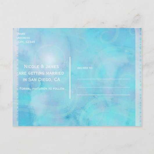 Waterverf Zeemeermin Scales Partij sparen de Datum Aankondigingskaart (Achterkant)