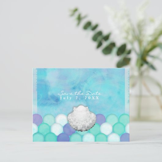 Waterverf Zeemeermin Scales Partij sparen de Datum Aankondigingskaart (Staand voorkant)