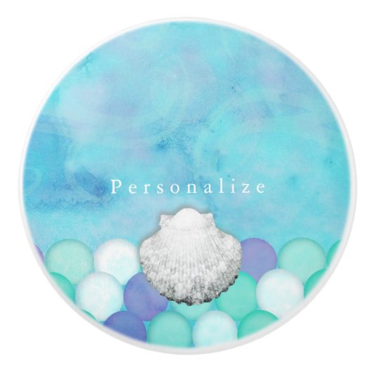 Waterverf zeemeermin schalen aangepaste dressoir k keramische knop (Voorkant)