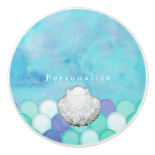 Waterverf Zeemeermin Schubben Aangepaste Ladeschra Keramische Knop