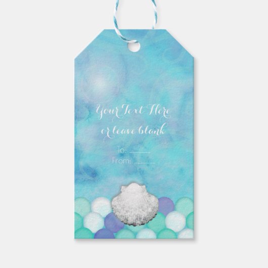 Waterverf Zeemeermin Schubben Verjaardagsfeest Fav Cadeaulabel (Voorkant)