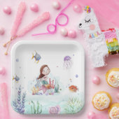 Waterverf Zeemeermin Sealife Papier Borden Papieren Bordje (Feest)