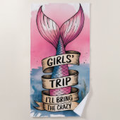 Waterverf Zeemeermin Staart Meisjes 'Trip Grappig Strandlaken (Voorkant)