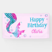 Waterverf Zeemeermin Staart Onder het Zee Verjaard Spandoek (Horizontaal)