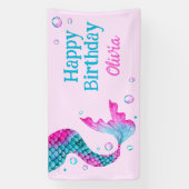 Waterverf Zeemeermin Staart Onder het Zee Verjaard Spandoek (Verticaal)