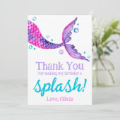 Waterverf Zeemeermin staart Verjaardag Bedankt (Staand voorkant)