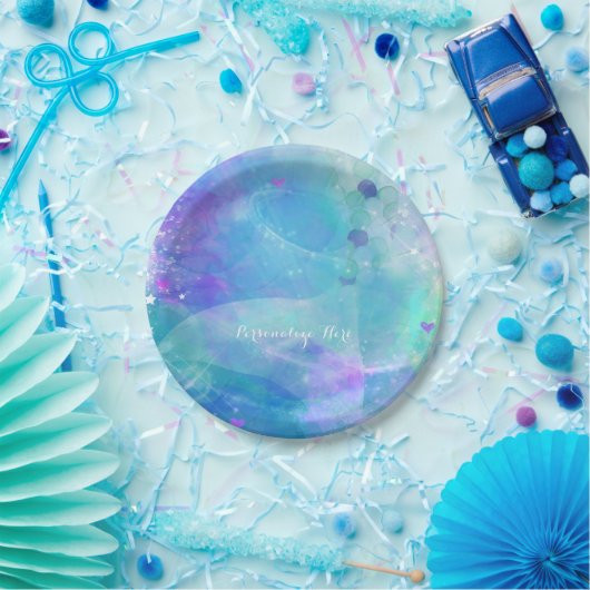 Waterverf zeemeermin staart verjaardagsfeestje op  papieren bordje (Feest)