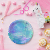 Waterverf zeemeermin staart verjaardagsfeestje op  papieren bordje (Feest)