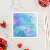 Waterverf zeemeermin staart verjaardagsfeestje op  servet (Insitu)