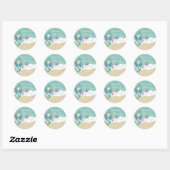 Waterverf Zeemeermin strandstrand Birthday Dank je Ronde Sticker (Vel)