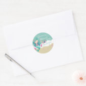 Waterverf Zeemeermin strandstrand Birthday Dank je Ronde Sticker (Envelop)