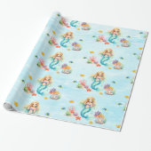 Waterverf Zeemeermin Verjaardag Cadeaupapier (Uitgerold)