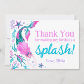 Waterverf Zeemeermin Verjaardag Dank u Bedankkaart (Voorkant)