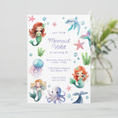 Waterverf Zeemeermin Verjaardag Kaart (Staand voorkant)