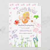 Waterverf Zeemeermin Verjaardag Kaart (Voorkant / Achterkant)