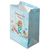 Waterverf Zeemeermin Verjaardag Medium Cadeauzakje (Voorkant Gekanteld)
