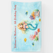 Waterverf Zeemeermin Verjaardag Spandoek (Verticaal)