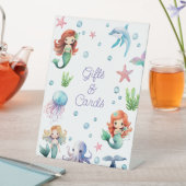 Waterverf Zeemeermin Verjaardagsfeestje Tafelblad Reclamebord Met Voetstuk (Insitu)