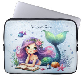 Waterverf Zeemeermin Zee Leven Schattige Mooi Laptop Sleeve