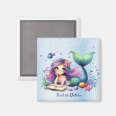 Waterverf Zeemeermin Zee Leven Schattige Mooi Magneet (Voorkant / Achterkant)