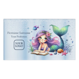 Waterverf Zeemeermin Zee Leven Schattige Mooi Naambadge