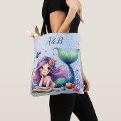 Waterverf Zeemeermin Zeeleven Cute Mooi Tote Bag (Dichtbij)