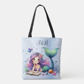 Waterverf Zeemeermin Zeeleven Cute Mooie Tote Bag (Achterkant)
